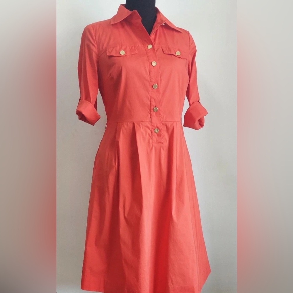 Stunning EUC Tory Burch Red 3/4 Sleeve collared dress with flattering fit